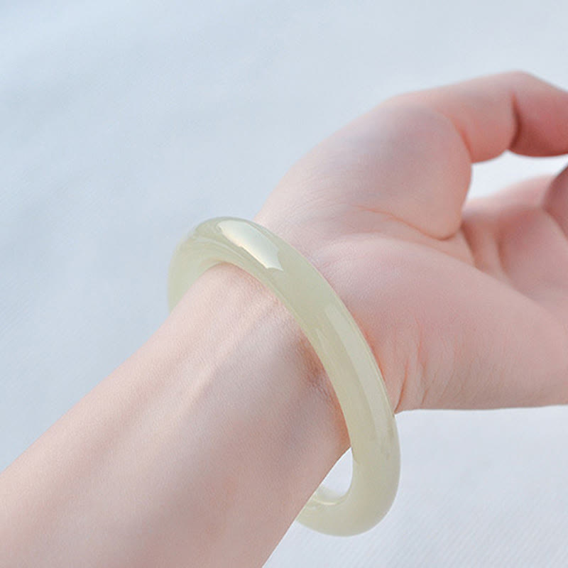 Nimara Ritual Natural Afghanistan Jade Abundance Cuff Bracelet Bangle