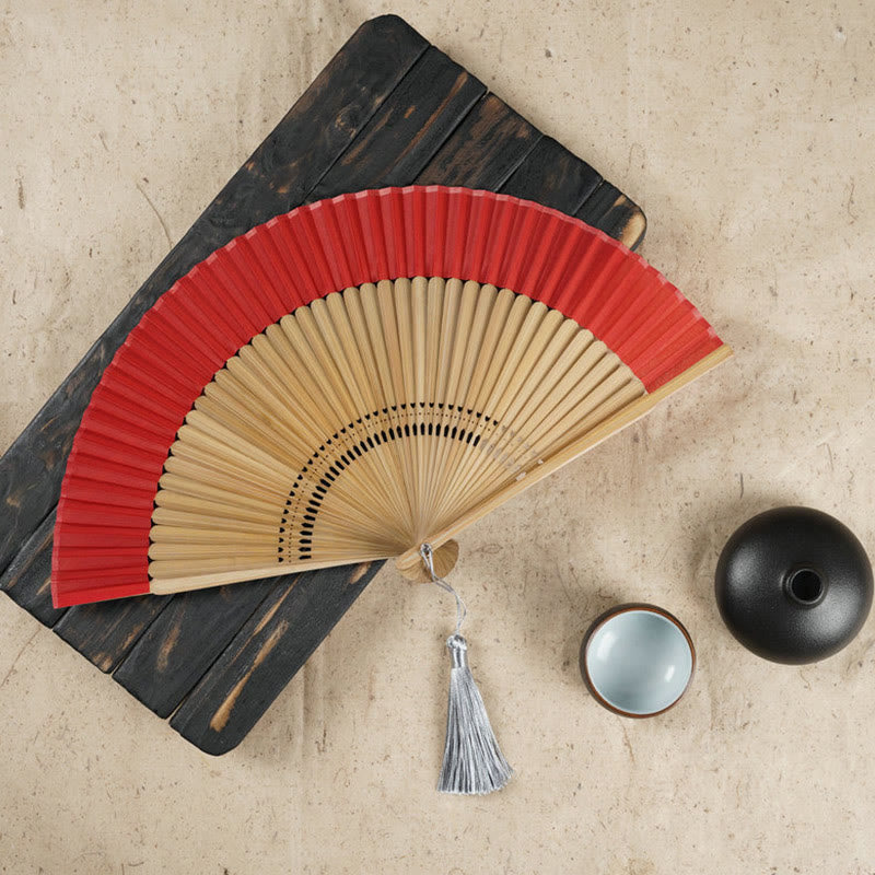 Nimara Ritual Simple Cherry Flower Hollow Engraved Handheld Bamboo Folding Fan
