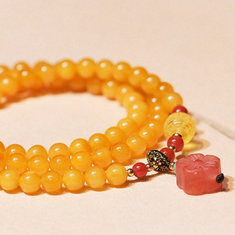 Nimara Ritual Amber Healing Balance Necklace Flower Charm Bracelet