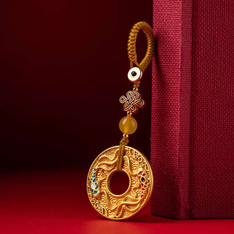 Nimara Ritual Double Koi Fish Peace Buckle Wealth Luck Key Chain