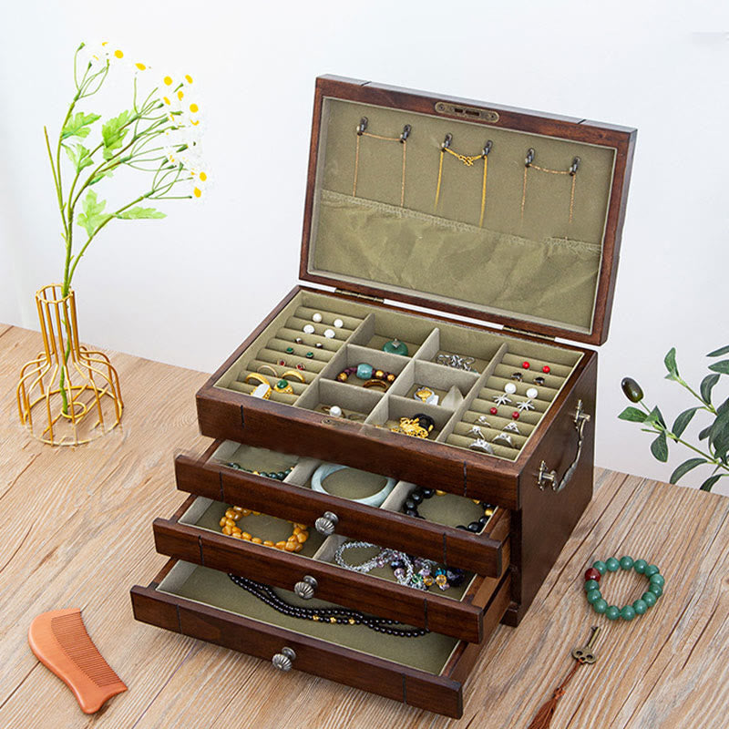 Nimara Ritual Retro Solid Wood Jewelry Box Four-Layer Wooden Jewelry Storage Box