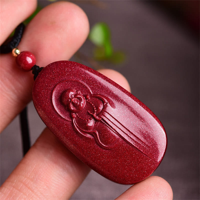Nimara Ritual Laughing Buddha Yin Yang Chinese Zodiac Gourd Natural Cinnabar Blessing Necklace Pendant