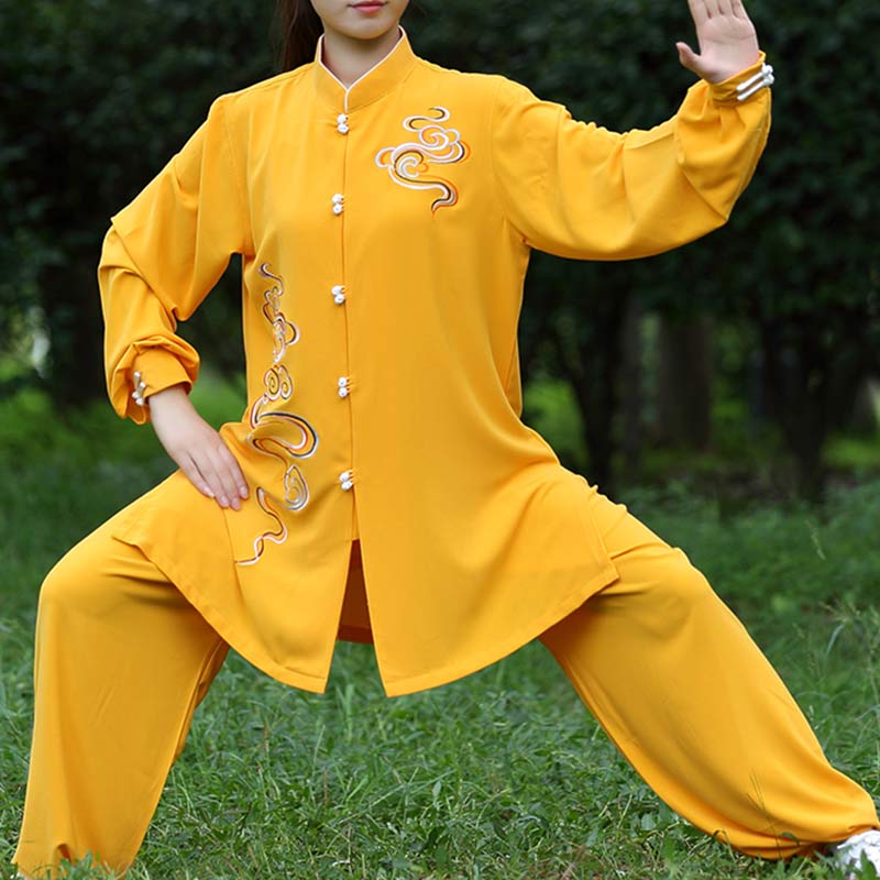 Nimara Ritual Auspicious Clouds Embroidery Meditation Prayer Spiritual Zen Tai Chi Qigong Practice Unisex Clothing Set