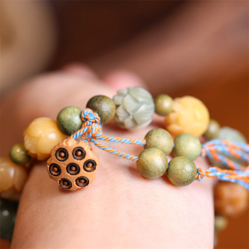 Nimara Ritual Bodhi Seed Lotus Green Sandalwood Wisdom Harmony Bracelet