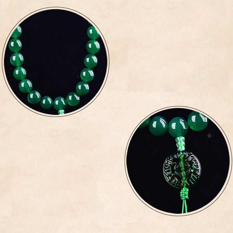 Nimara Ritual Natural Green Agate Wrist Mala Manifestation Pocket Mala Car Decoration