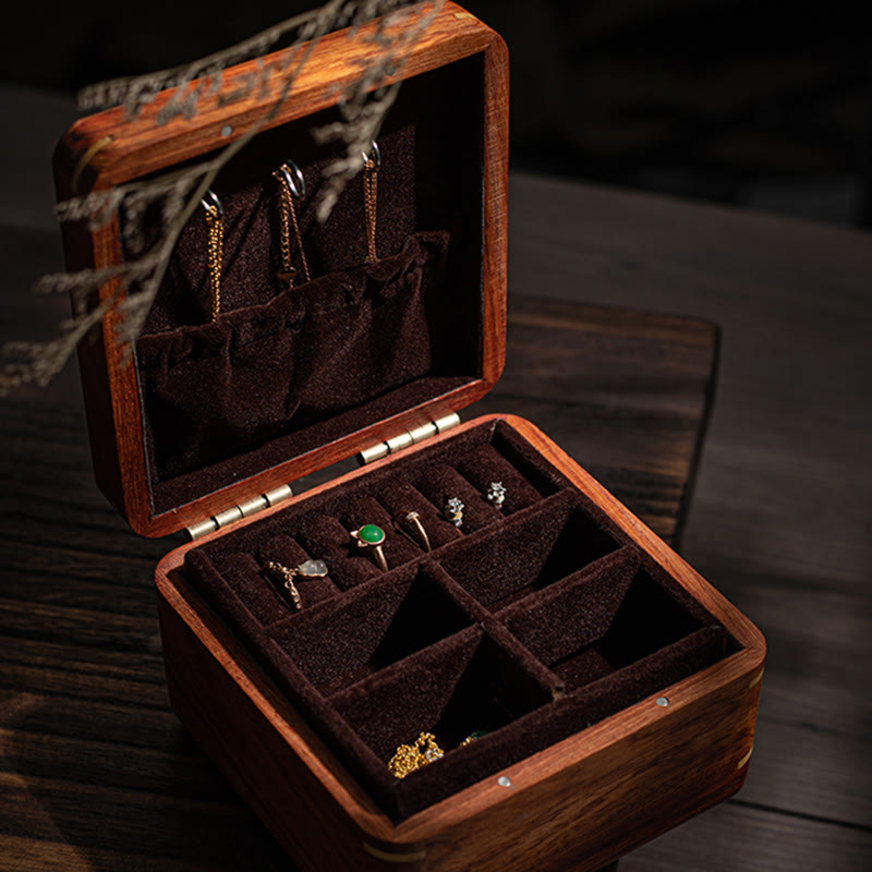 Nimara Ritual Antique Flower Leaf Handmade Rosewood Jewelry Storage Box Wooden Gift Organizer Box
