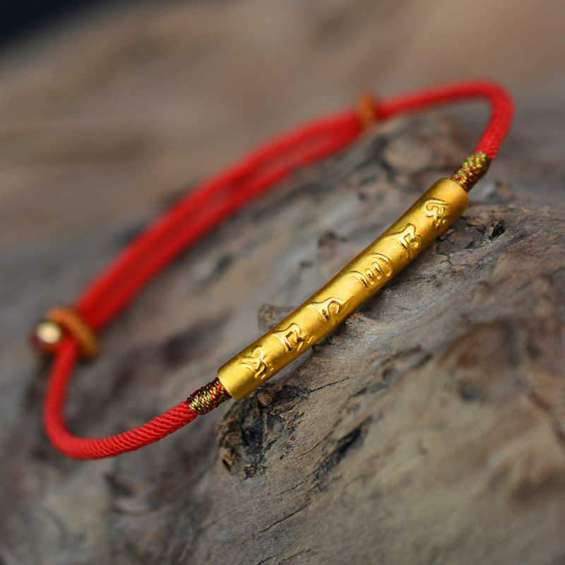 Nimara Ritual Tibetan Buddhist Handmade Mani Mantra Lucky Red String Bracelet