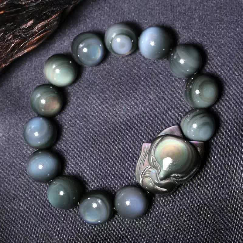 Nimara Ritual Rainbow Obsidian Fox Healing Positive Bracelet