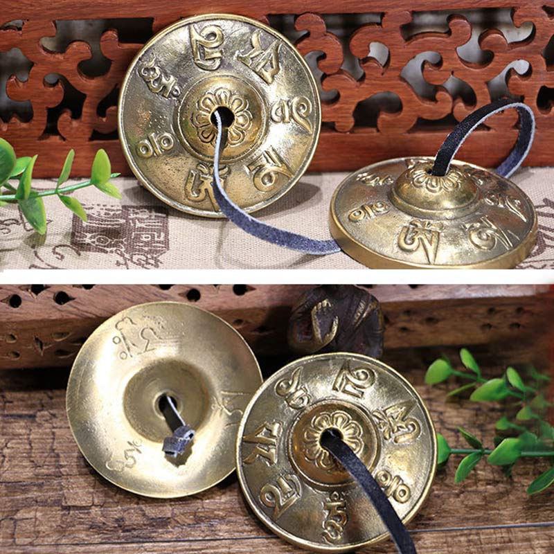 Nimara Ritual Tibetan Tingsha Bell Six True Words Dragon Copper Balance Decoration With Bag