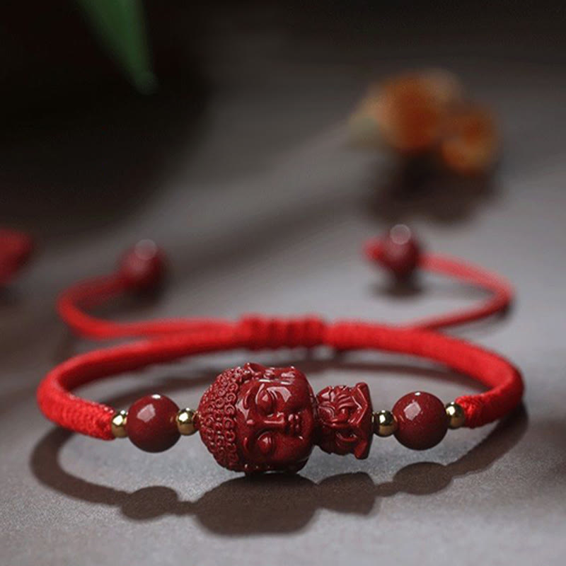 Nimara Ritual Chinese Zodiac Natal Buddha Cinnabar Amulet Blessing String Bracelet