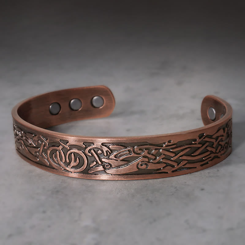 Nimara Ritual Viking Birds Magnetic Copper Adjustable Cuff Bracelet Bangle