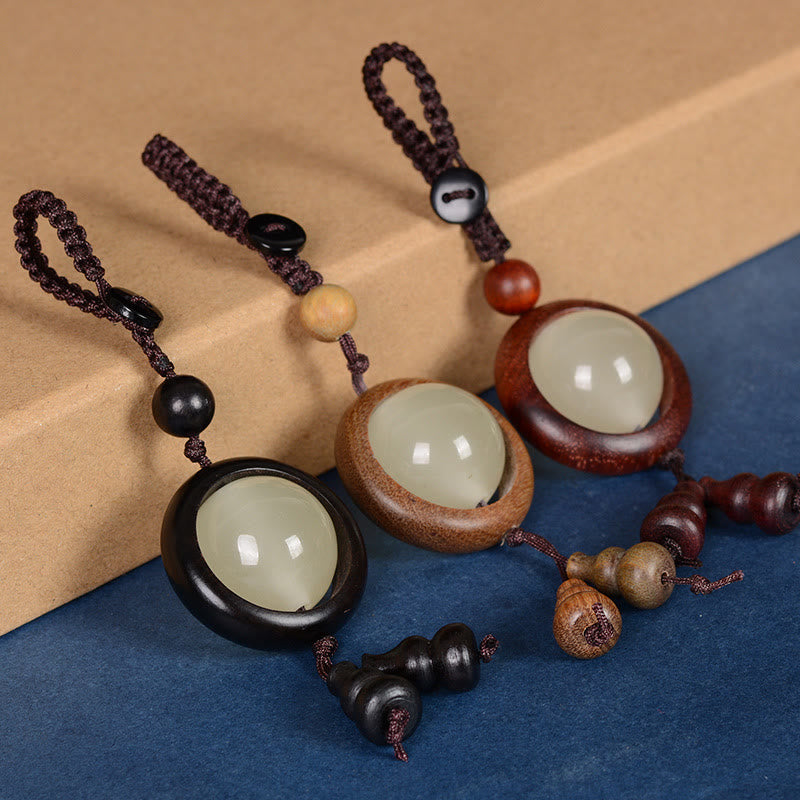 Nimara Ritual Red Sandalwood Ebony Wood Green Sandalwood Luminous Lucky Bead Gourd Peace Key Chain