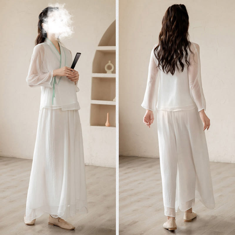 Nimara Ritual Retro Prayer Zen Spiritual Meditation Practice Chiffon Clothing Women's Set