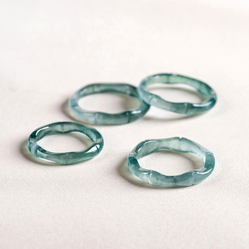 Nimara Ritual Natural Jade Bamboo Prosperity Abundance Ring