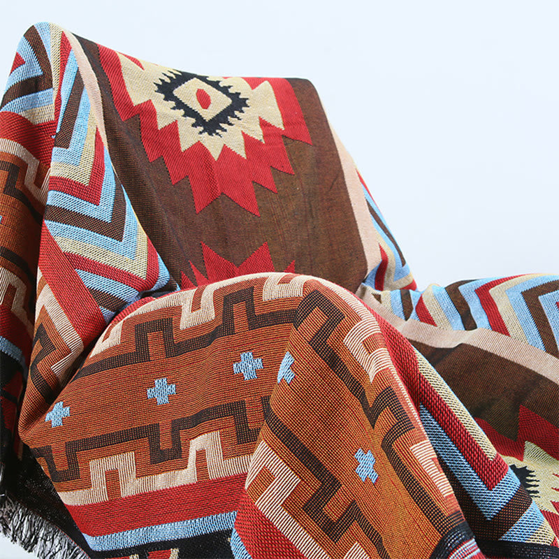 Nimara Ritual Tibetan Geometric Hand-Dyed Craftsman Blanket