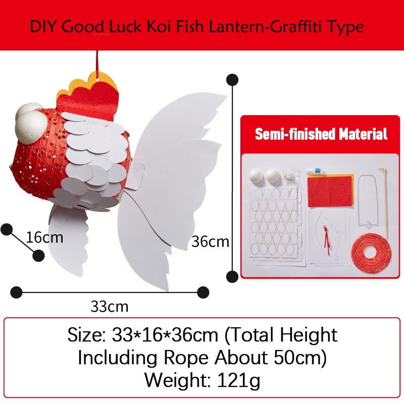 Nimara Ritual DIY Good Luck Koi Fish Paper Lantern Lamp Mid-Autumn Festival Child Kids Lantern Decoration