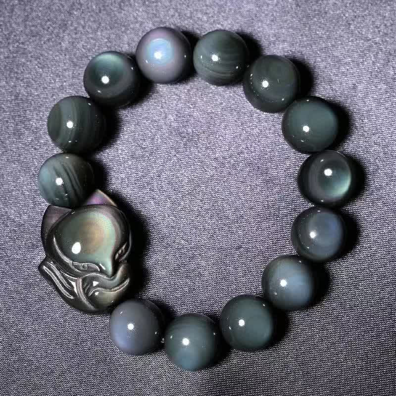 Nimara Ritual Rainbow Obsidian Fox Healing Positive Bracelet