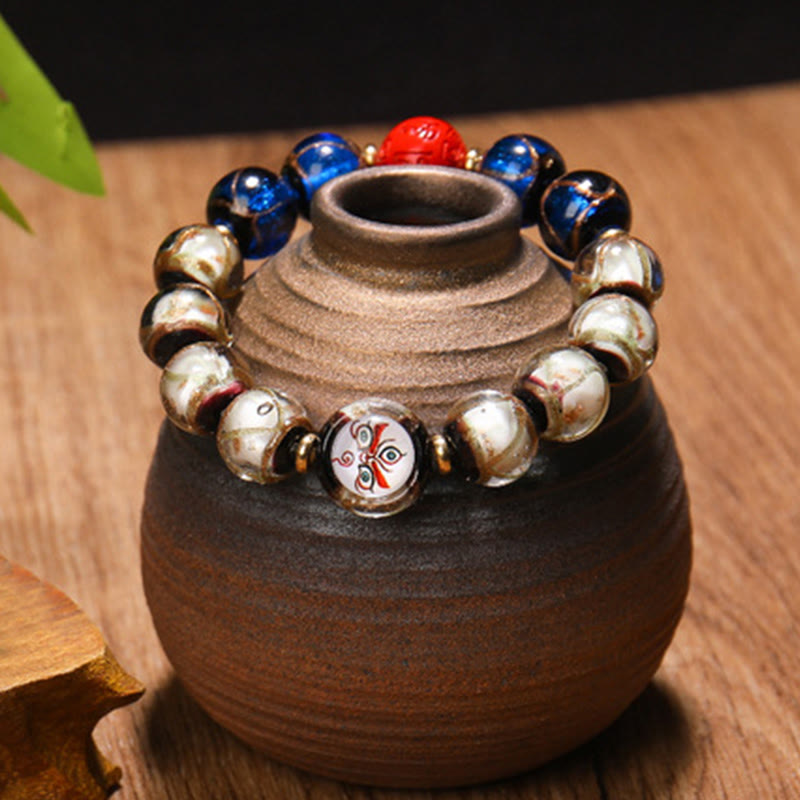 Nimara Ritual Tibetan Five God of Wealth Thangka Liuli Glass Bead Chinese Zodiac Protection Bracelet