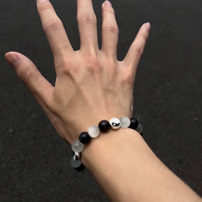 Nimara Ritual Black Obsidian Cat's Eye Yin Yang Purification Strength Bracelet