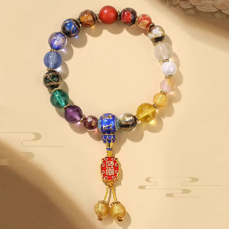 Nimara Ritual Tibetan Colorful Incense Ash Liuli Glass Bead Om Mani Padme Hum Dorje Vajra 18 Beads Wrist Mala