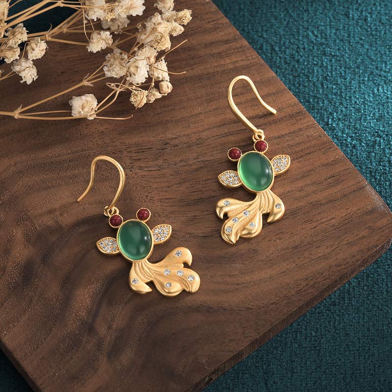 Nimara Ritual FengShui Jade Koi Fortune Earrings