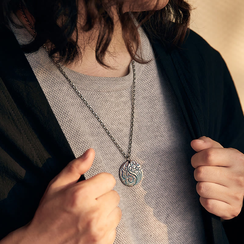 Nimara Ritual 990 Sterling Silver Yin Yang Water and Fire Balance Necklace Pendant