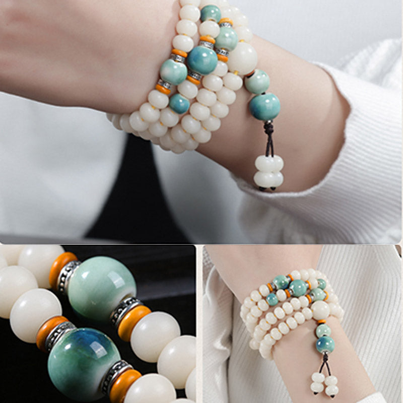 Nimara Ritual Bodhi Seed Bead Lotus Blessing Charm Bracelet