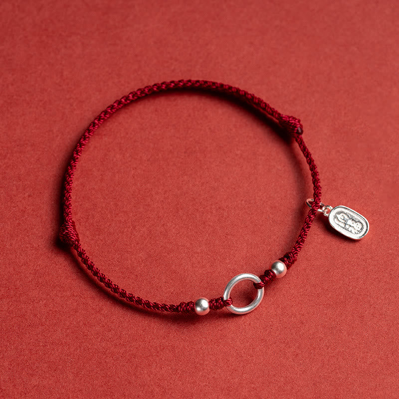Nimara Ritual 925 Sterling Silver Lucky Fortune Peace Joy Lotus Peace Buckle Red String Bracelet