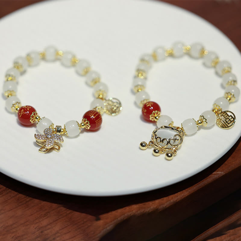 Nimara Ritual Windmill Chinese Lock Charm Fu Character Blessing Bracelet