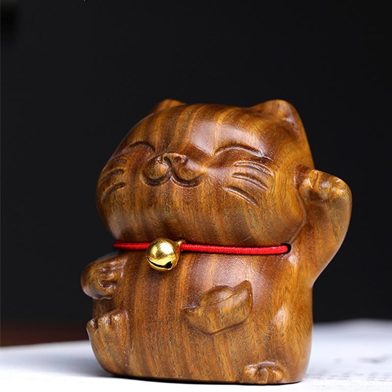 Nimara Ritual Green Sandalwood Small Mini Cute Lucky Cat Peace Decorations