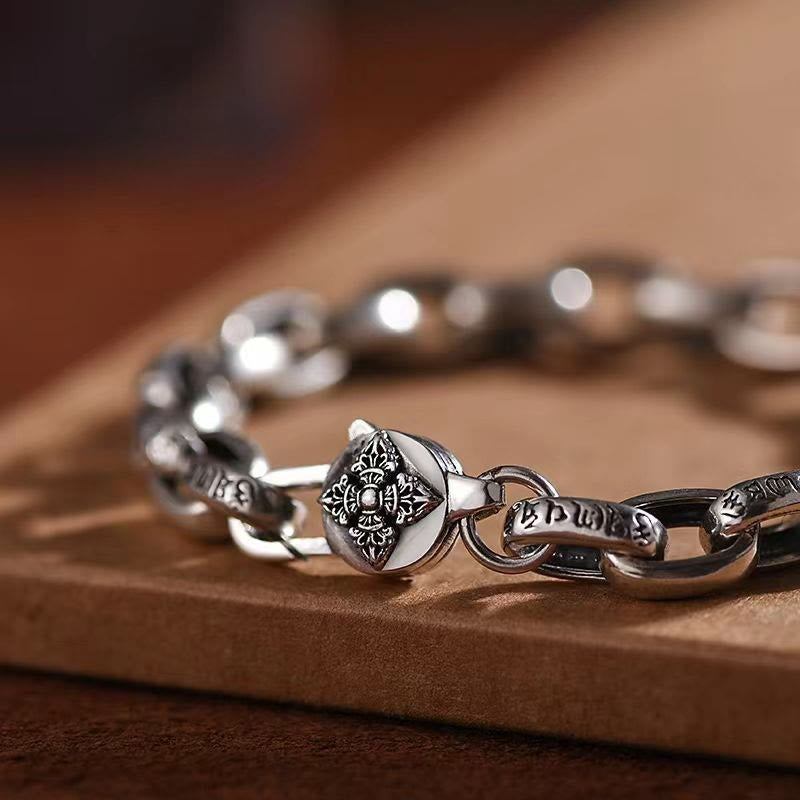 Nimara Ritual Om Mani Padme Hum Double Dorje Copper Engraved Wisdom Bracelet