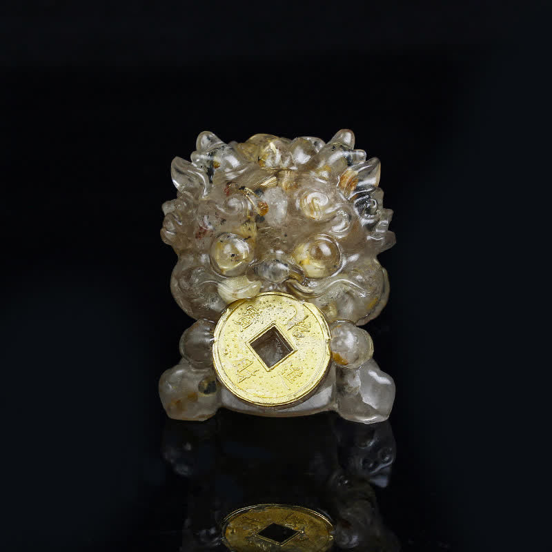 Nimara Ritual Handmade Cute PiXiu Gold Coin Crystal Fengshui Energy Wealth Fortune Home Decoration