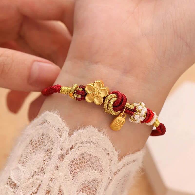 Nimara Ritual Peach Blossom Happiness Charm Luck Red String Bracelet