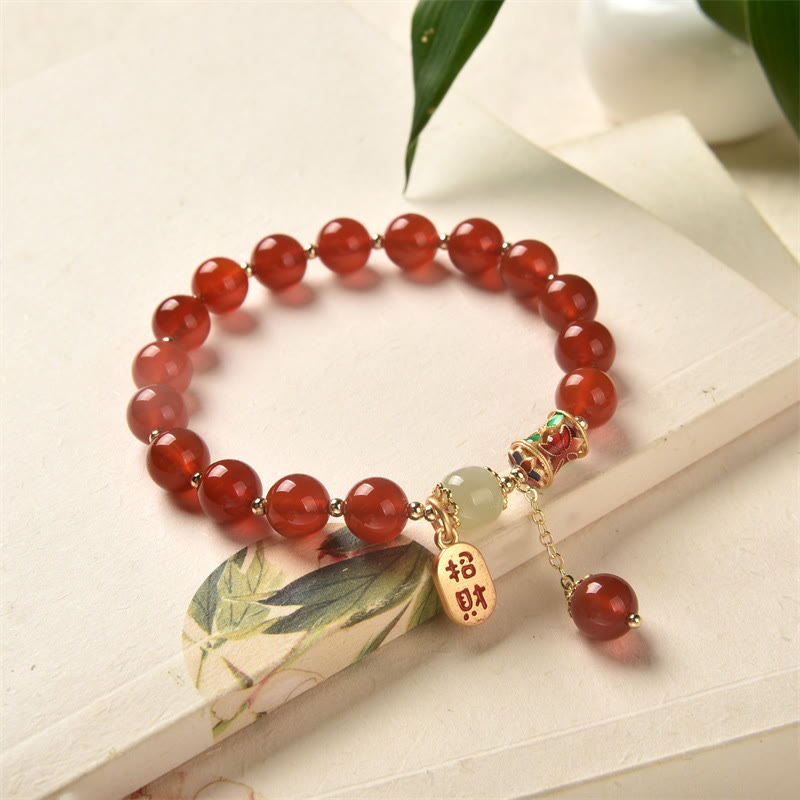 Nimara Ritual Natural Red Agate Jade Confidence Fortune Blessing Charm Bracelet