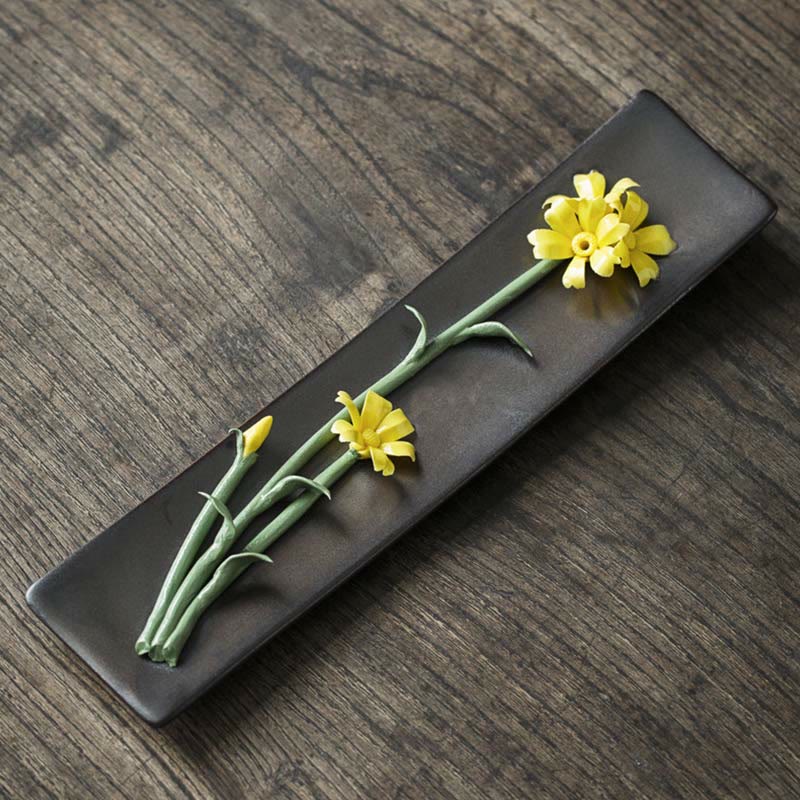 Nimara Ritual Lotus Peony Rose Flower Ceramic Spiritual Incense Burner
