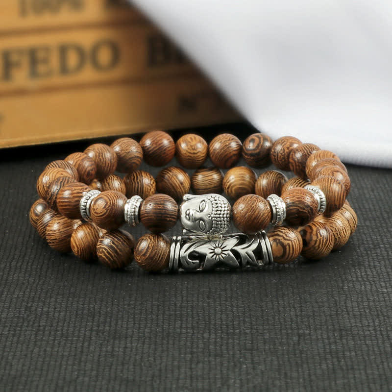 Nimara Ritual 2Pcs Natural Crystal Agate Buddha Protection Bracelet