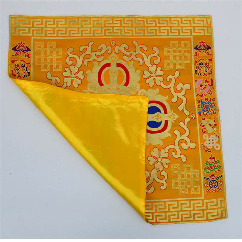 Nimara Ritual Flower Endless Knot Prayer Altar Mat Healing Meditation 8 Auspicious Symbols Mat Table Runner