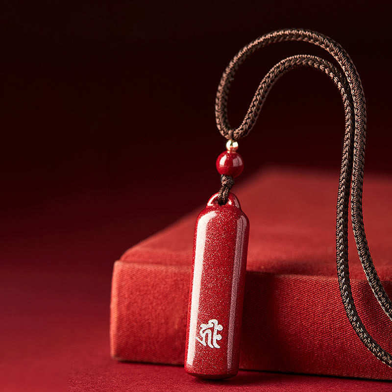 Nimara Ritual Chinese Zodiac Natal Buddha Cinnabar Amulet Protection String Necklace Pendant