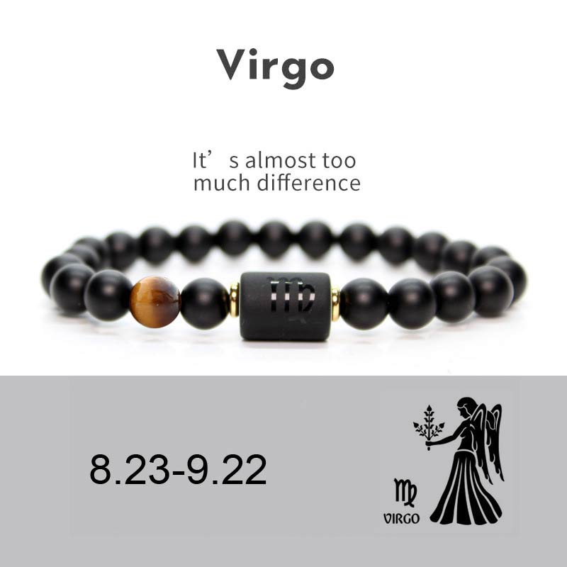 Nimara Ritual 12 Constellations of the Zodiac Black Onyx Adjustable Bracelet