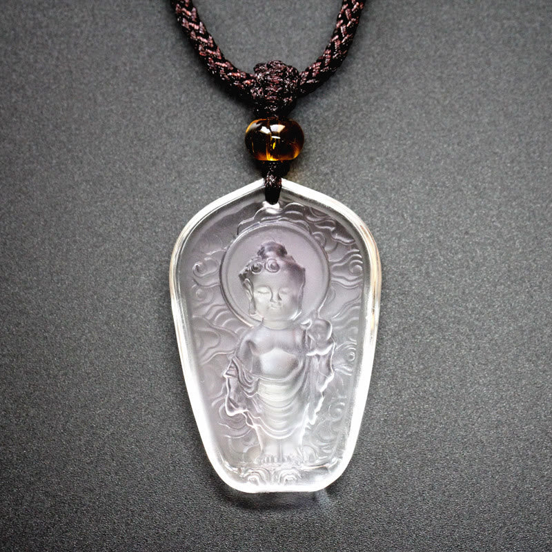 Nimara Ritual Tibetan Buddha Liuli Crystal Serenity Necklace Pendant