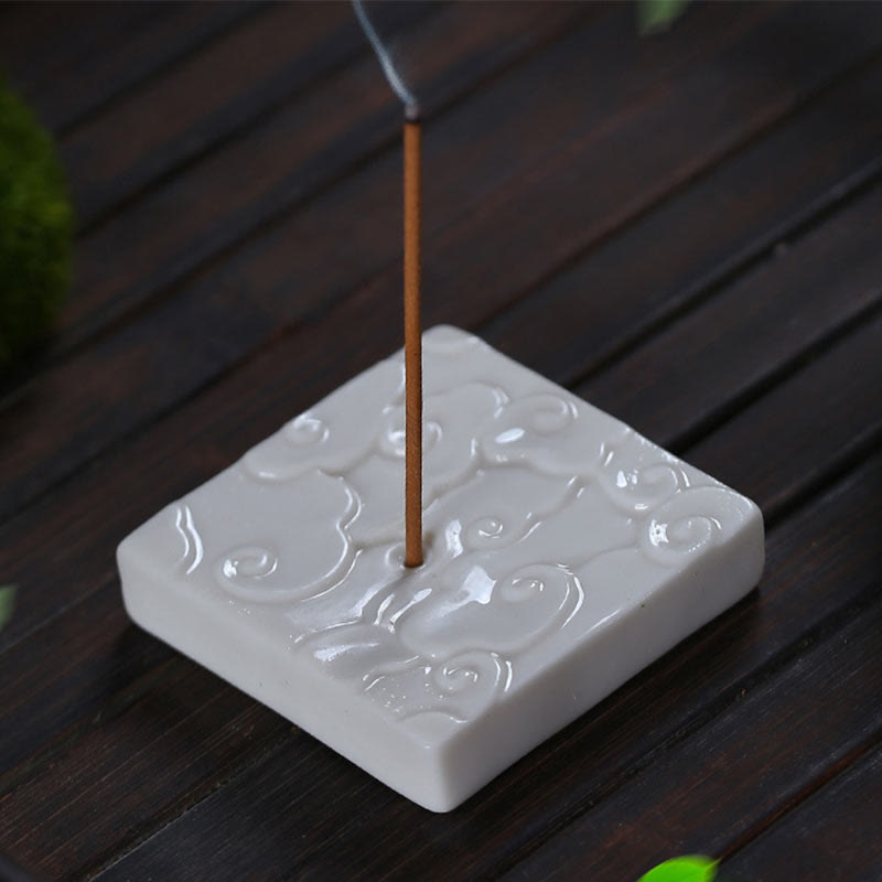 Nimara Ritual Mini Auspicious Clouds Design Healing Stick Ceramic Small Incense Burner Decoration