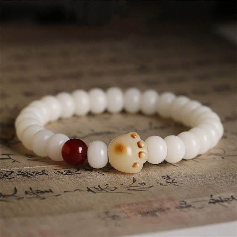 Nimara Ritual Natural Bodhi Seed Lovely Paw Lucky Cat Bracelet