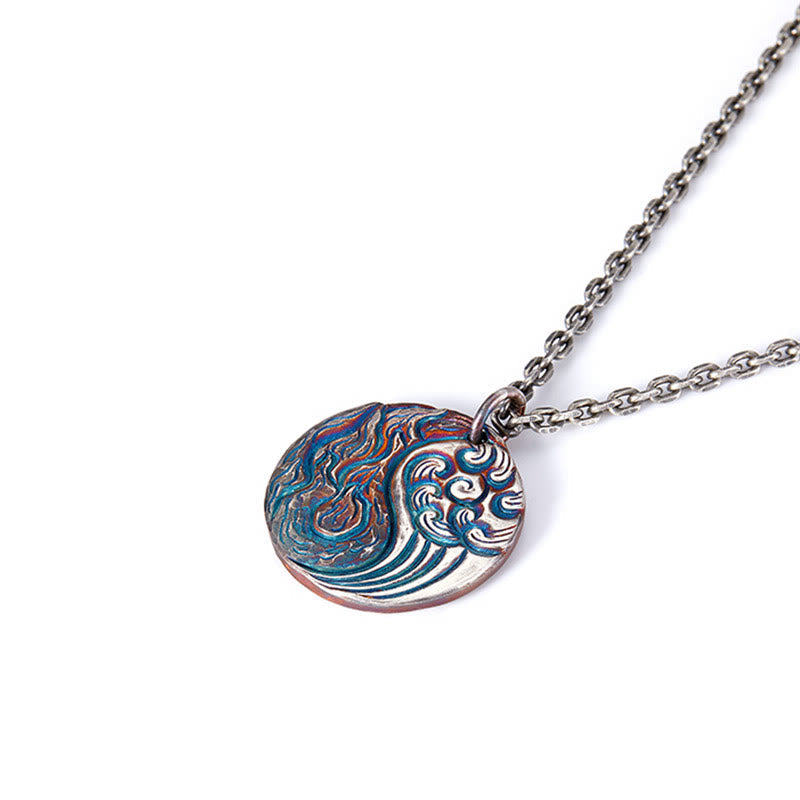 Nimara Ritual 990 Sterling Silver Yin Yang Water and Fire Balance Necklace Pendant
