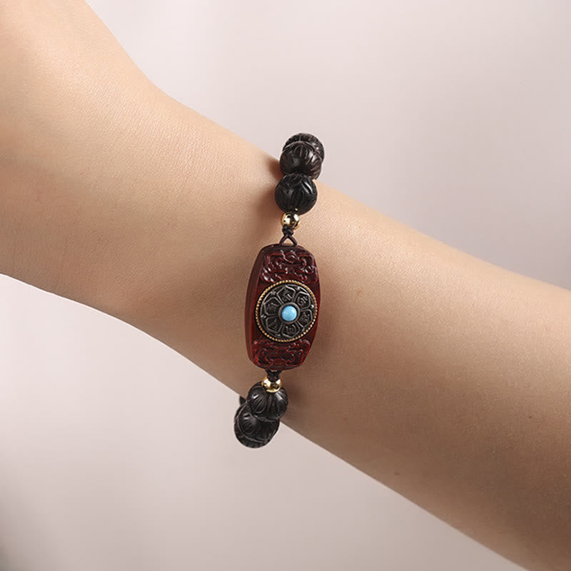 Nimara Ritual Green Sandalwood Ebony Wood Sandalwood Om Mani Padme Hum Soothing Bracelet