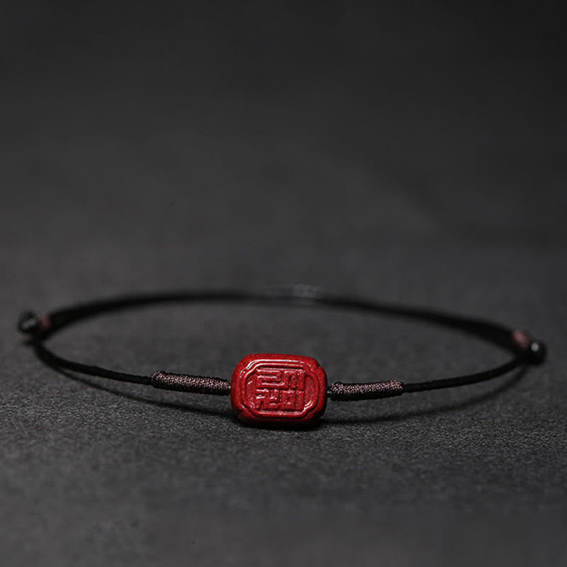 Nimara Ritual Handmade Plum Blossom Four Leaf Clover PiXiu Lotus Koi Fish Cinnabar Blessing Braid Bracelet