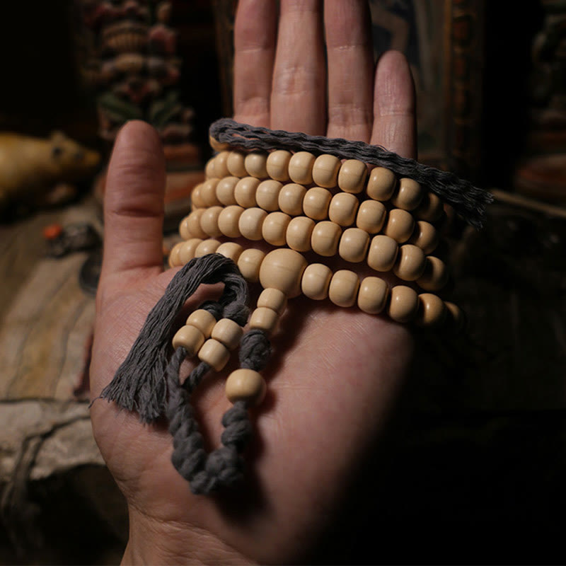 Nimara Ritual 108 Mala Beads Abelia Biflora Wood Warding Off Evil Spirits Wrist Mala