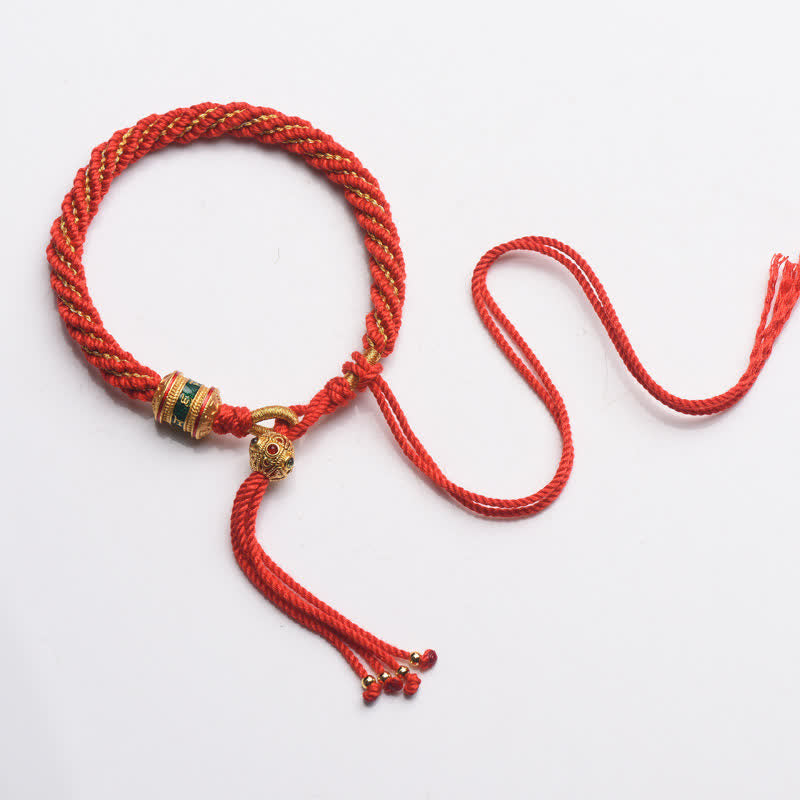 Nimara Ritual Tibetan Handmade Luck Prayer Wheel Bead Charm Weave Colorful String Bracelet