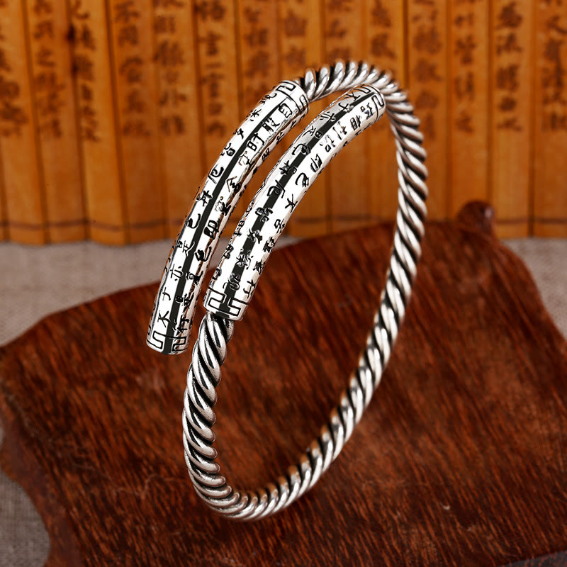 Nimara Ritual Retro Heart Sutra Twisted Design Pattern Balance Bracelet Bangle