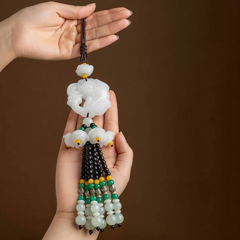 Nimara Ritual FengShui Jade PiXiu Blessing Car Pendant Decoration