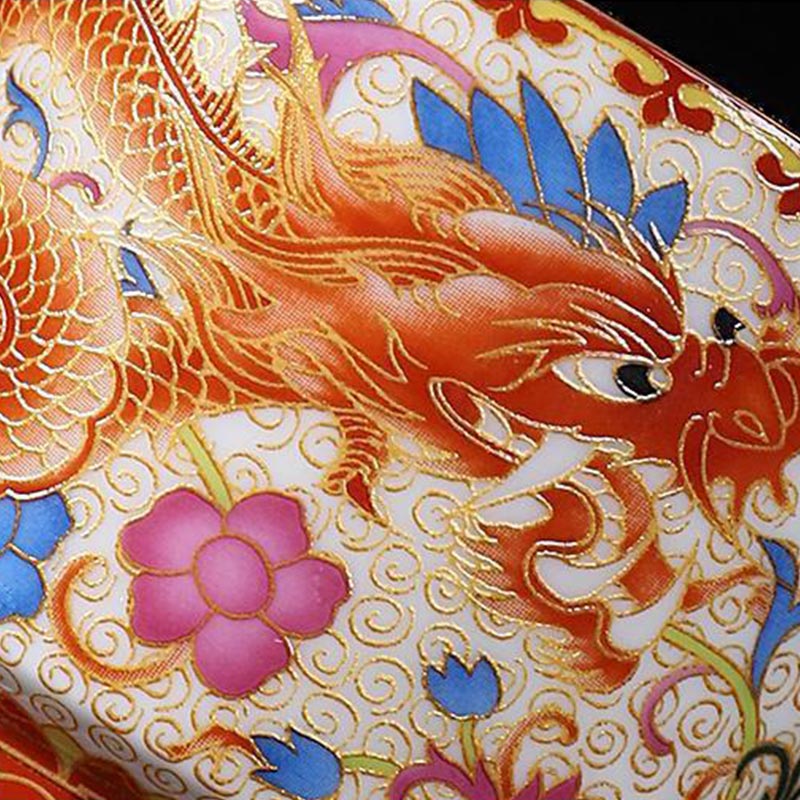 Nimara Ritual 2Pcs Dragon Phoenix Ceramic Teacup Kung Fu Tea Cups